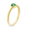 4.0mm Lab-Created Emerald Solitaire Rope Shank Promise Ring in 10K Gold