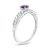 Thumbnail Image 2 of 4.0mm Amethyst Solitaire Laurel Leaf Shank Promise Ring in Sterling Silver