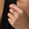 Thumbnail Image 1 of Pear-Shaped Lab-Created Emerald and 0.04 CT. T.W. Diamond Wave Ribbon Split Shank Promise Ring in 10K Gold