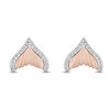 Enchanted Disney Ariel 0.147 CT. T.W. Diamond Tail Fin Stud Earrings in Sterling Silver and 10K Rose Gold