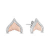 Thumbnail Image 1 of Enchanted Disney Ariel 0.147 CT. T.W. Diamond Tail Fin Stud Earrings in Sterling Silver and 10K Rose Gold