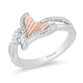 Enchanted Disney Ariel 0.147 CT. T.W. Diamond Tail Fin Bypass Ring in Sterling Silver and 10K Rose Gold