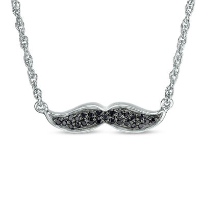 0.085 CT. T.W. Black Diamond Mustache Necklace in 10K White Gold