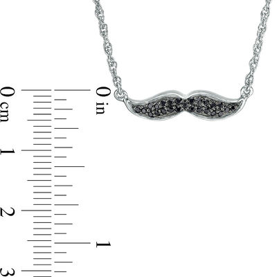 0.085 CT. T.W. Black Diamond Mustache Necklace in 10K White Gold