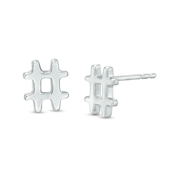 "#" Stud Earring in Sterling Silver