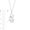 Thumbnail Image 2 of 0.04 CT. T.W. Diamond Cat with Bow Pendant in Sterling Silver and 14K Rose Gold