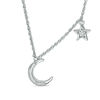 0.065 CT. T.W. Diamond Crescent Moon and Star Necklace in Sterling Silver