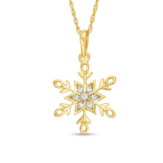 0.065 CT. T.W. Diamond Snowflake Pendant in 10K Gold