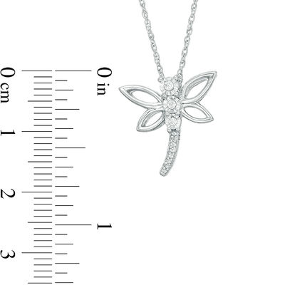 Diamond Accent Dragonfly Pendant in Sterling Silver