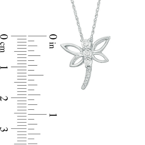 Diamond Accent Dragonfly Pendant in Sterling Silver