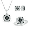 Thumbnail Image 0 of 0.34 CT. T.W. Black Diamond Pendant, Stud Earrings and Ring Set in Sterling Silver with Black Rhodium - Size 7