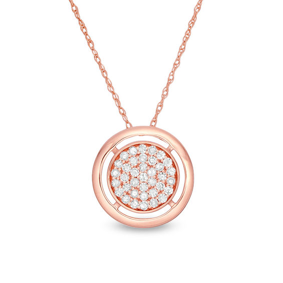 0.20 CT. T.W. Composite Diamond Circle Pendant in 10K Rose Gold