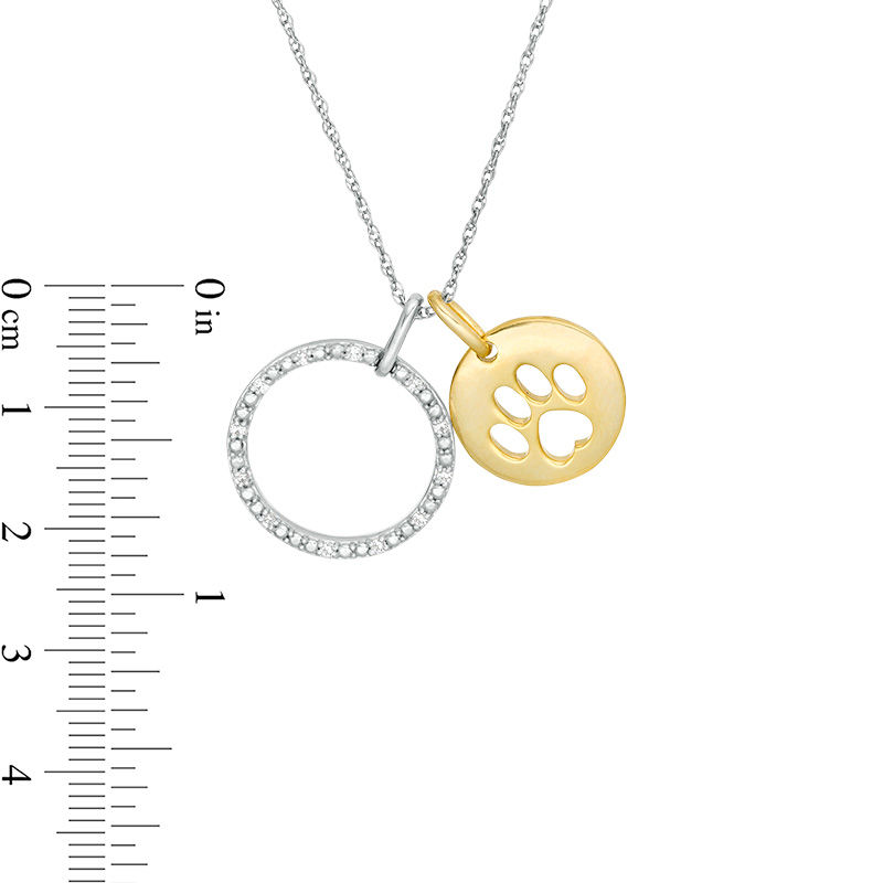 0.085 CT. T.W. Diamond Open Circle and Dog Paw Disc Pendant in Sterling Silver and 14K Gold Plate