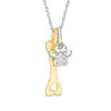 Thumbnail Image 0 of Diamond Accent Paw Print and Dog Bone Pendant in Sterling Silver and 14K Gold Plate