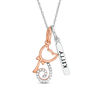 Thumbnail Image 0 of 0.04 CT. T.W. Diamond Cat and "KITTY" Vertical Tag Pendant  in Sterling Silver and 14K Rose Gold Plate