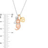 Diamond Accent Dog Bone, Sitting Cat and Paw Print Heart Pendant in Sterling Silver and 14K Two-Tone Gold Plate