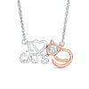 Diamond Accent "I Heart CATS" Necklace in Sterling Silver and 10K Rose Gold - 17.5"