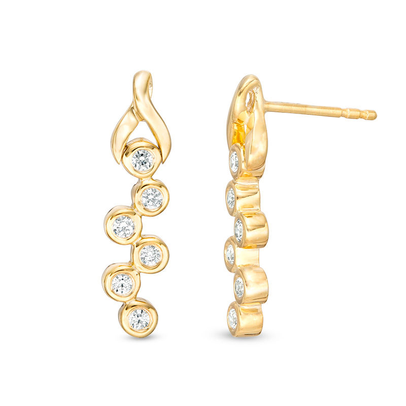 0.115 CT. T.W. Diamond Twist Bezel-Set Scatter Drop Earrings in 10K Gold|Peoples Jewellers
