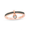 Thumbnail Image 0 of 0.085 CT. T.W. Enhanced Black and White Diamond Heart-Shaped Dangle Ring in Sterling Silver with 14K Rose Gold Plate