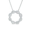Thumbnail Image 0 of 0.23 CT. T.W. Diamond Twist Open Circle Necklace in Sterling Silver