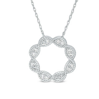 0.23 CT. T.W. Diamond Twist Open Circle Necklace in Sterling Silver