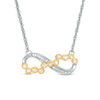 Thumbnail Image 0 of 0.146 CT. T.W. Scattered Diamond Sideways Infinity Necklace in 10K Two-Tone Gold