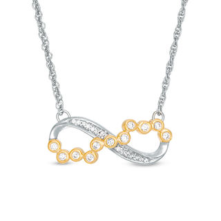 0.146 CT. T.W. Scattered Diamond Sideways Infinity Necklace in 10K Two-Tone Gold