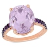 Thumbnail Image 0 of Oval and Round Amethyst Engagement Ring in Sterling Silver with Rose Rhodium