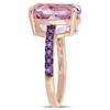 Thumbnail Image 1 of Oval and Round Amethyst Engagement Ring in Sterling Silver with Rose Rhodium