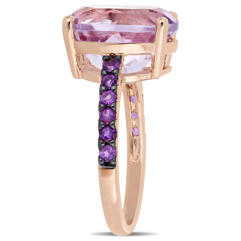 Oval and Round Amethyst Engagement Ring in Sterling Silver with Rose Rhodium|Peoples Jewellers