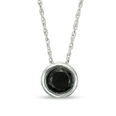 0.45 CT. Black Diamond Solitaire Bezel-Set Pendant in 10K Gold