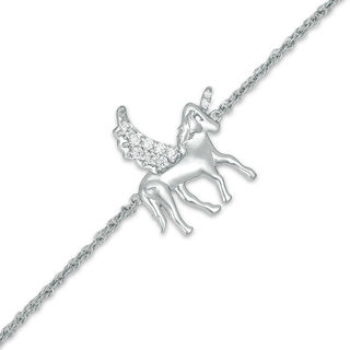 0.085 CT. T.W. Diamond Winged Unicorn Bracelet in Sterling Silver - 7.5"