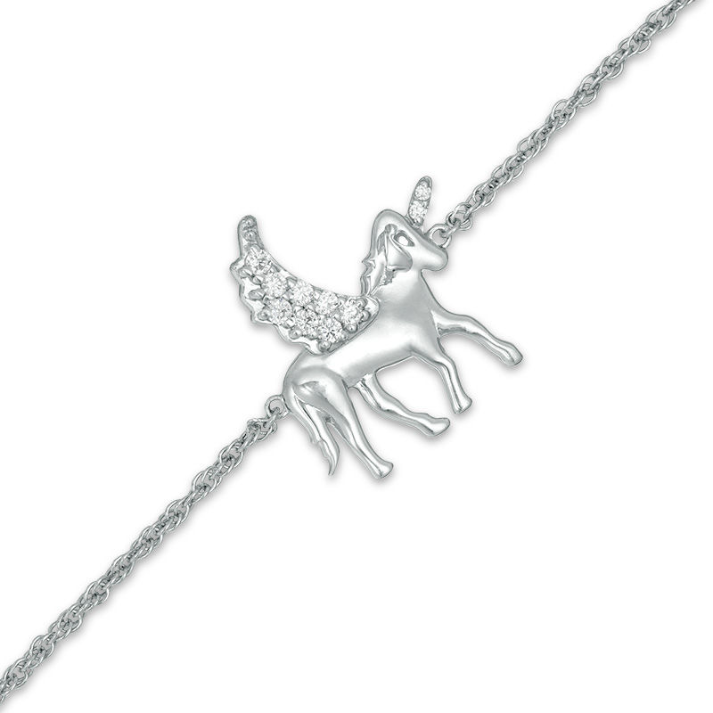 0.085 CT. T.W. Diamond Winged Unicorn Bracelet in Sterling Silver - 7.5"|Peoples Jewellers