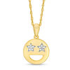 Diamond Accent Smiley Face with Star-Eyes Pendant in Sterling Silver with 14K Gold Plate