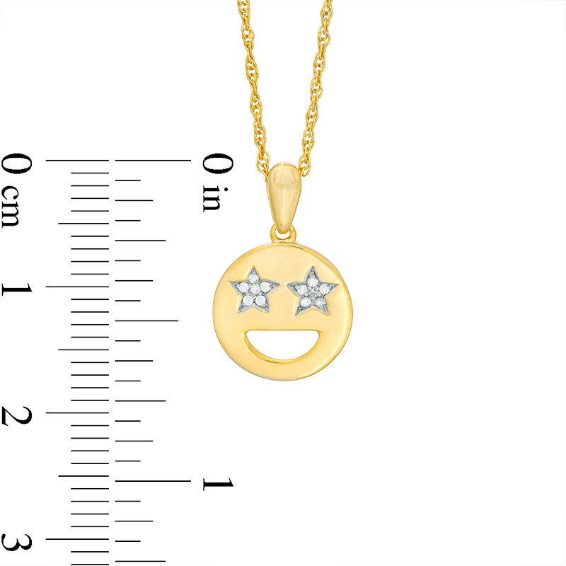 Diamond Accent Smiley Face with Star-Eyes Pendant in Sterling Silver with 14K Gold Plate|Peoples Jewellers
