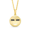 Black Diamond Accent Smiley Face with Sunglasses Pendant in Sterling Silver with 14K Gold Plate