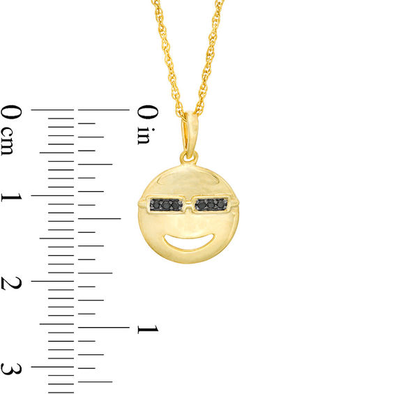 Black Diamond Accent Smiley Face with Sunglasses Pendant in Sterling Silver with 14K Gold Plate