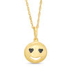 Thumbnail Image 0 of Black Diamond Accent Smiley Face with Heart-Eyes Pendant in Sterling Silver with 14K Gold Plate