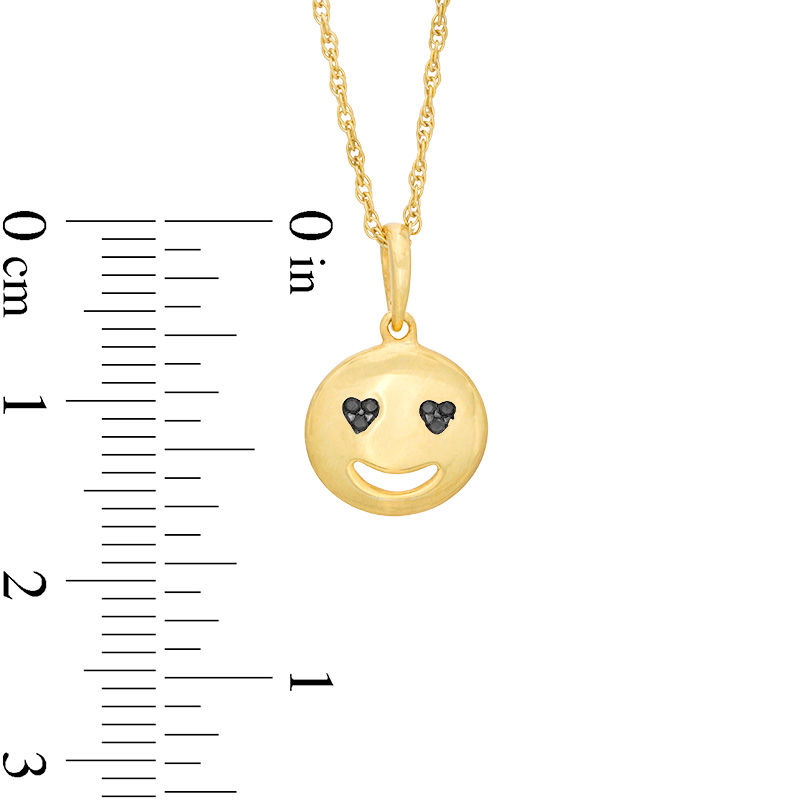 Black Diamond Accent Smiley Face with Heart-Eyes Pendant in Sterling Silver with 14K Gold Plate|Peoples Jewellers