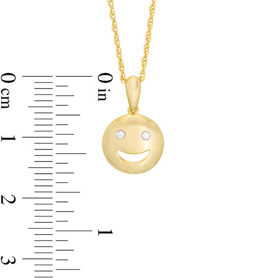 Diamond Accent Smiley Face Pendant in Sterling Silver with 14K Gold Plate