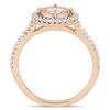 Sideways Oval Morganite and 0.23 CT. T.W. Diamond Frame Ring in 14K Rose Gold