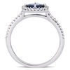 Sideways Oval Blue Sapphire and 0.18 CT. T.W. Diamond Frame Ring in 14K White Gold