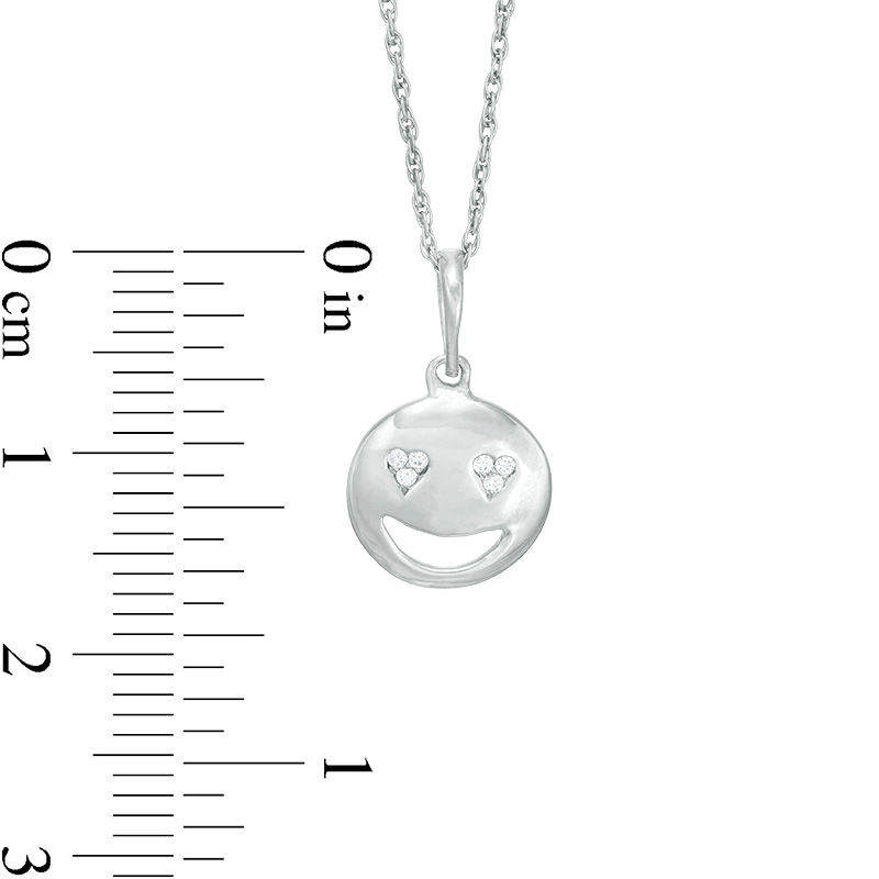 Diamond Accent Smiley Face with Heart-Eyes Pendant in Sterling Silver