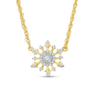 0.085 CT. T.W. Diamond Snowflake Necklace in Sterling Silver and 14K Gold Plate