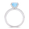 Emerald-Cut Sky Blue Topaz and 0.10 CT. T.W. Diamond Engagement Ring in 10K White Gold