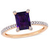 Emerald-Cut Amethyst and 0.10 CT. T.W. Diamond Engagement Ring in 10K Rose Gold