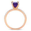 Emerald-Cut Amethyst and 0.10 CT. T.W. Diamond Engagement Ring in 10K Rose Gold