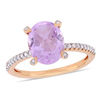 Thumbnail Image 0 of Oval Amethyst and 0.10 CT. T.W. Diamond Engagement Ring in 10K Rose Gold