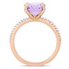 Thumbnail Image 3 of Oval Amethyst and 0.10 CT. T.W. Diamond Engagement Ring in 10K Rose Gold