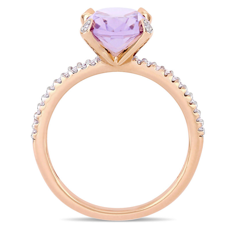 Oval Amethyst and 0.10 CT. T.W. Diamond Engagement Ring in 10K Rose Gold